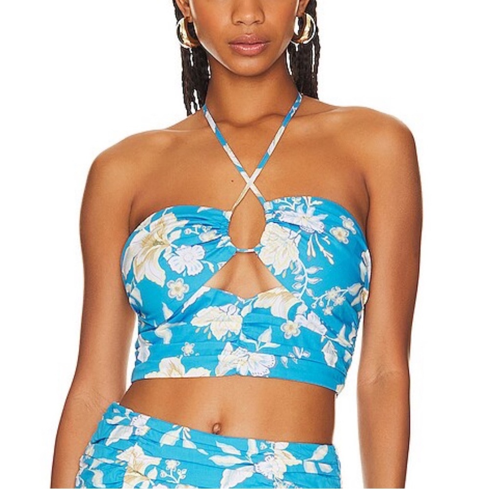 MINKPINK Zinnia Top in Blue Multi Size M